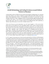 ACLED Methodology and Coding Decisions Around Political Violence in Myanmar