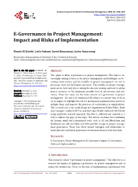 E-Governance in Project Management: Impact and Risks of Implementation