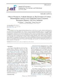 Effect of Porphyritic Andesite Int Metamorphism Aureole in Sel