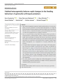 Habitat Heterogeneity Induces Rapid Changes in the Feeding Behaviour of Generalist Arthropod Predators