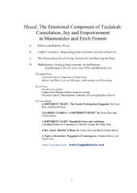 Hesed, the Emotional Component of Tzedakah: Consolation, Joy and Empowerment in Maimonides and Erich Fromm