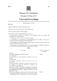 House of Commons Monday 20 May 2013 Votes and Proceedings