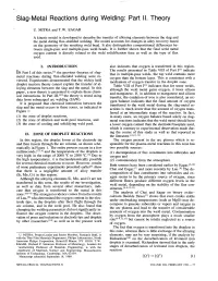 Slag-Metal Reactions During Welding: Part II. Theory