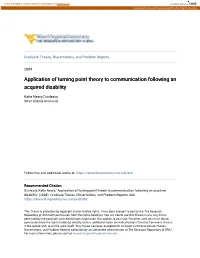 Application of Turning Point Theory to Communication Following an Acquired Disability