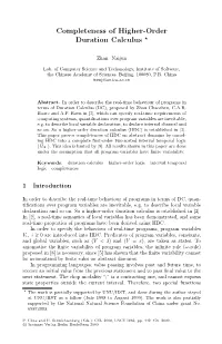 Completeness of Higher-Order Duration Calculus *