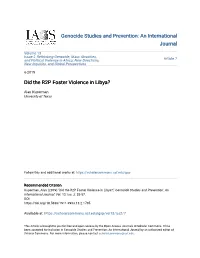 Did the R2P Foster Violence in Libya?