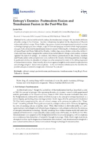 Entropy's Enemies: Postmodern Fission and Transhuman Fusion In
