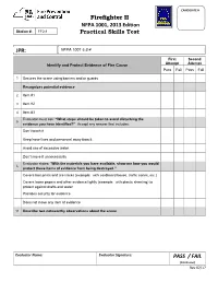 PASS / FAIL Firefighter II NFPA 1001, 2013 Edition Practical Skills Test JPR