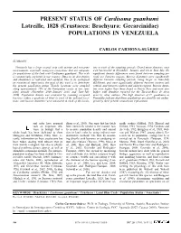 Present Status of Cardisoma Guanhumi Latreille, 1828 (Crustacea: Brachyura: Gecarcinidae) Populations in Venezuela