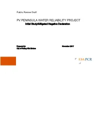 PV PENINSULA WATER RELIABILITY PROJECT Initial Study/Mitigated Negative Declaration