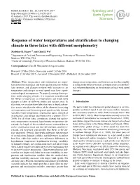 Response of Water Temperatures and Stratification to Changing Climate In