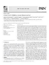 A Novel Role for TRPM8 in Visceral Afferent Function