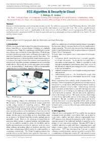 ECC Algorithm & Security in Cloud