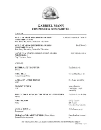 Gabriel Mann Composer & Songwriter
