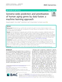 Genome-Wide Prediction and Prioritization of Human Aging Genes by Data Fusion: a Machine Learning Approach