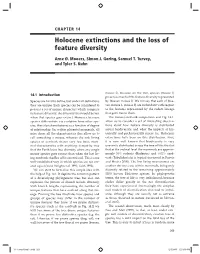 Holocene Extinctions and the Loss of Feature Diversity