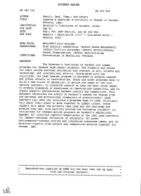 Leading & Learning: a Portfolio of Change in Vermont Schools, 1991