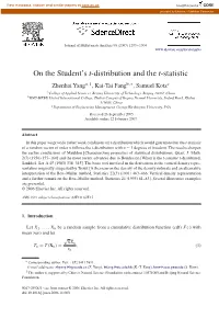 On the Student's T-Distribution and the T-Statistic