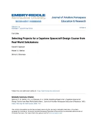 Selecting Projects for a Capstone Spacecraft Design Course from Real World Solicitations
