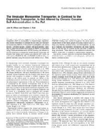 The Vesicular Monoamine Transporter, in Contrast to the Dopamine Transporter, Is Not Altered by Chronic Cocaine Self-Administration in the Rat