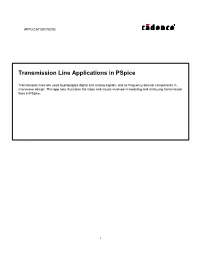 Transmission Line Applications in Pspice