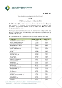 12 January 2017 Australian Governance Masters Index Fund
