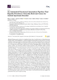 An Automated Functional Annotation Pipeline That Rapidly Prioritizes Clinically Relevant Genes for Autism Spectrum Disorder