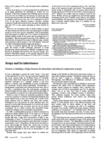 Atopy and Its Inheritance Genetics Is Building a Bridge Between the Immediate and Delayed Components Ofatopy