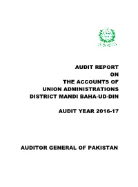 Audit Report on the Accounts of Union Administrations District Mandi Baha-Ud-Din