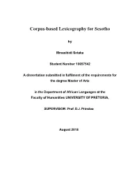 Corpus-Based Lexicography for Sesotho
