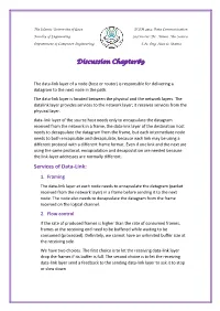 Discussion Chapter#9 Services of Data-Link