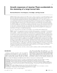 Growth Responses of Riparian Thuja Occidentalis to the Damming of a Large Boreal Lake