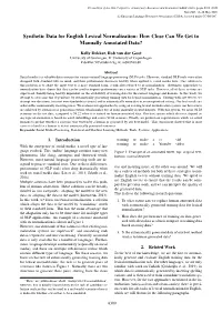 Synthetic Data for English Lexical Normalization: How Close Can We Get to Manually Annotated Data?