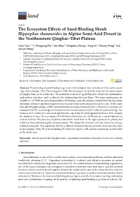 The Ecosystem Effects of Sand-Binding Shrub Hippophae