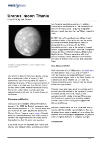 Uranus' Moon Titania 6 July 2015, by Matt Williams