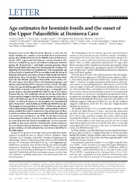 Age Estimates for Hominin Fossils and the Onset of the Upper Palaeolithic