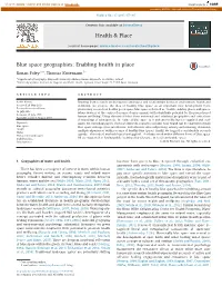 Blue Space Geographies Enabling Health in Place