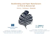 Bookbinding and Paper Manufacture in Print & Manuscript