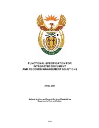 Functional Specification for Integrated Document and Records Management Solutions