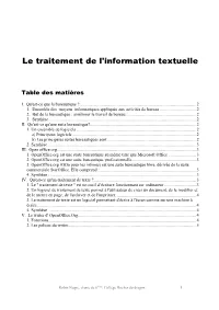 Le Traitement De L'information Textuelle