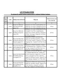 LIST of POLLING STATION 38- Arakkonam (SC) Assembly Constituency Comprised Within the 7- Arakkonam Parlimentary Constituency