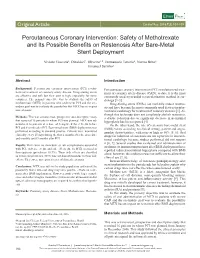 Percutaneous Coronary Intervention: Safety of Methotrexate and Its Possible Benefits on Restenosis After Bare-Metal Stent Deployment