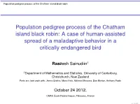 Population Pedigree Process of the Chatham Island Black Robin: a Case of Human-Assisted Spread of a Maladaptive Behavior in a Critically Endangered Bird