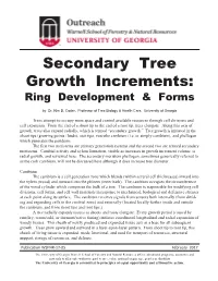Secondary Tree Growth Increments 11-07