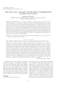 The Nest, Eggs, and Diet of the Papuan Harrier from Eastern New Guinea