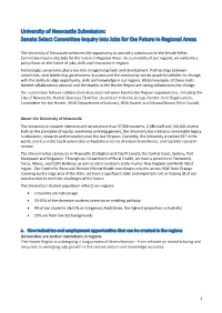 University of Newcastle Submission: Senate Select Committee Inquiry Into Jobs for the Future in Regional Areas