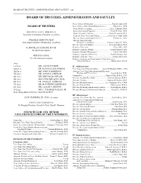 Board of Trustees, Administration and Faculty · 142