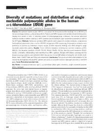 Diversity of Mutations and Distribution of Single Nucleotide Polymorphic Alleles in the Human -L-Iduronidase (IDUA) Gene