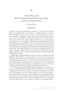 Lost in the Post: (Post-)Structuralism Between France and the United States