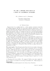 On the K-Theory Spectrum of a Ring of Algebraic Integers